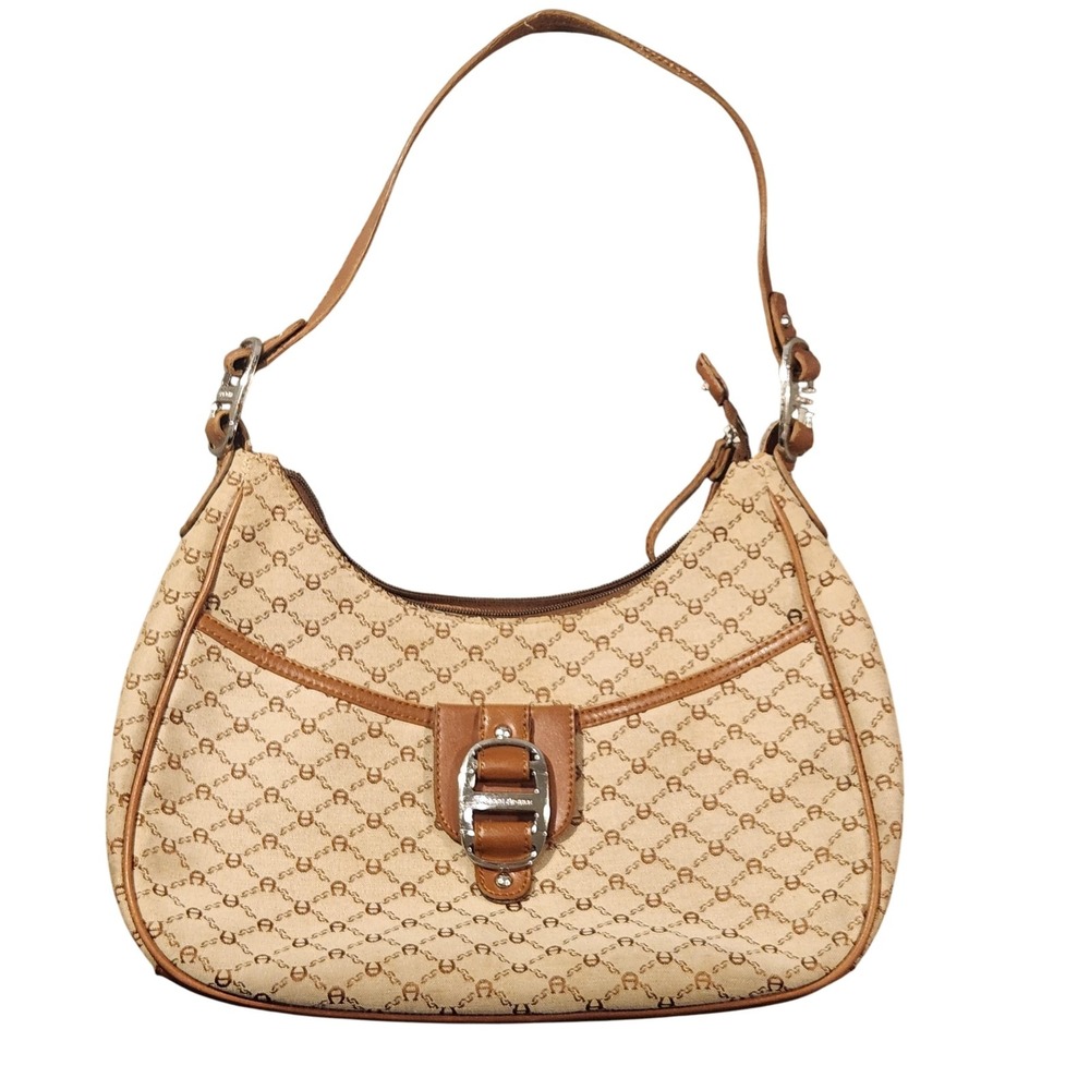 Vintage Etienne Aigner Shoulder‎ Bag Womens Tan Logo Monogram Hobo Purse